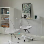 Chaise de bureau en acrylique transparent Fabulaxe - Chaise de bureau sans accoudoirs, réglable en hauteur, à roulettes - Parfaite pour le bureau à domicile ou la coiffeuse avec fonction pivotante