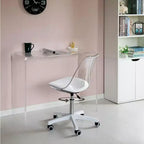 Chaise de bureau en acrylique transparent Fabulaxe - Chaise de bureau sans accoudoirs, réglable en hauteur, à roulettes - Parfaite pour le bureau à domicile ou la coiffeuse avec fonction pivotante