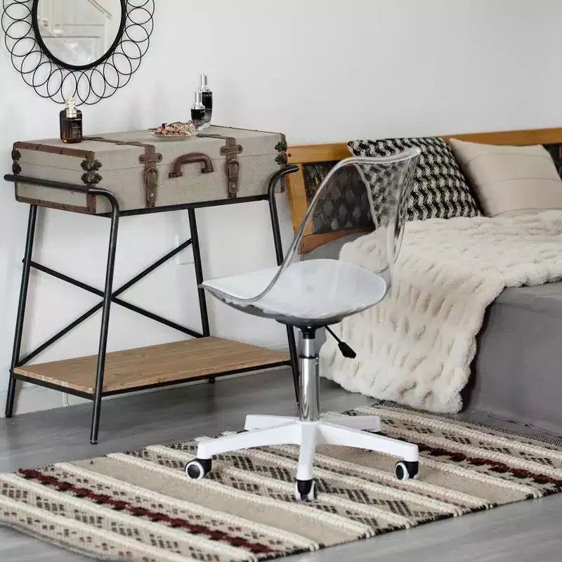 Chaise de bureau en acrylique transparent Fabulaxe - Chaise de bureau sans accoudoirs, réglable en hauteur, à roulettes - Parfaite pour le bureau à domicile ou la coiffeuse avec fonction pivotante