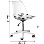 Chaise de bureau en acrylique transparent Fabulaxe - Chaise de bureau sans accoudoirs, réglable en hauteur, à roulettes - Parfaite pour le bureau à domicile ou la coiffeuse avec fonction pivotante