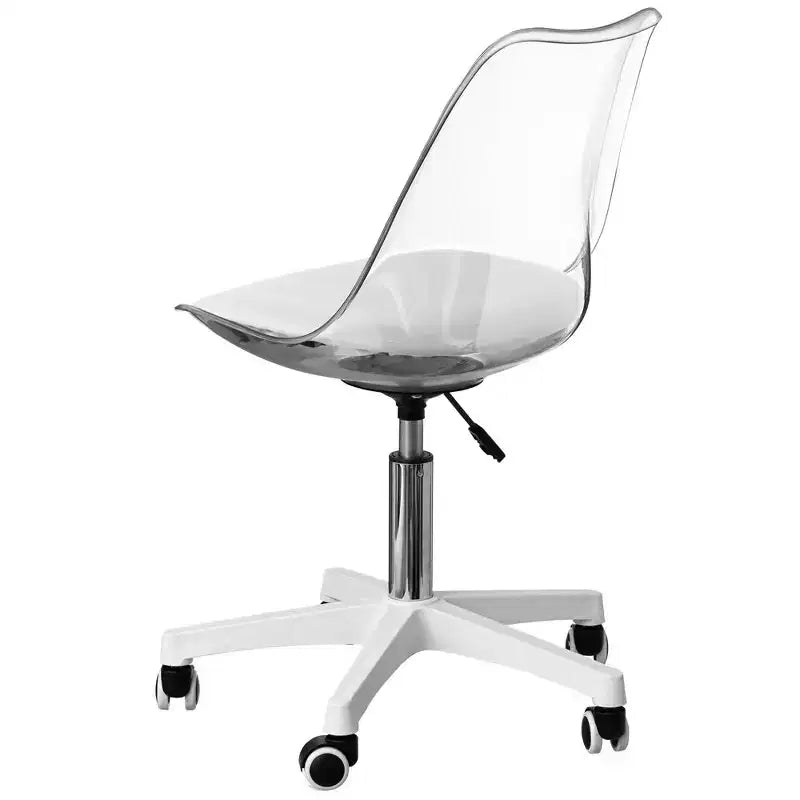 Chaise de bureau en acrylique transparent Fabulaxe - Chaise de bureau sans accoudoirs, réglable en hauteur, à roulettes - Parfaite pour le bureau à domicile ou la coiffeuse avec fonction pivotante