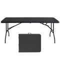 6 FT Portable Folding Table, Heavy Duty Fold in Half Utility Table with Handle, Adjustable Height Folding Table for Picnic Party Camping and Party