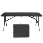6 FT Portable Folding Table, Heavy Duty Fold in Half Utility Table with Handle, Adjustable Height Folding Table for Picnic Party Camping and Party