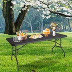 Table pliante portative de 6 pieds, table utilitaire robuste pliable en deux avec poignée, table pliante à hauteur réglable pour pique-nique, fête et camping