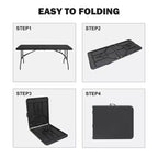 Table pliante portative de 6 pieds, table utilitaire robuste pliable en deux avec poignée, table pliante à hauteur réglable pour pique-nique, fête et camping