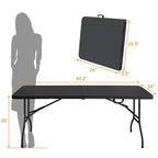 Table pliante portative de 6 pieds, table utilitaire robuste pliable en deux avec poignée, table pliante à hauteur réglable pour pique-nique, fête et camping