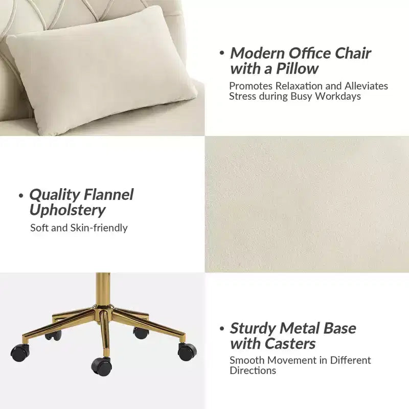 Chaise de bureau Nigel en flanelle moderne avec inclinaison et hauteur réglables Mecha|HULALA HOME