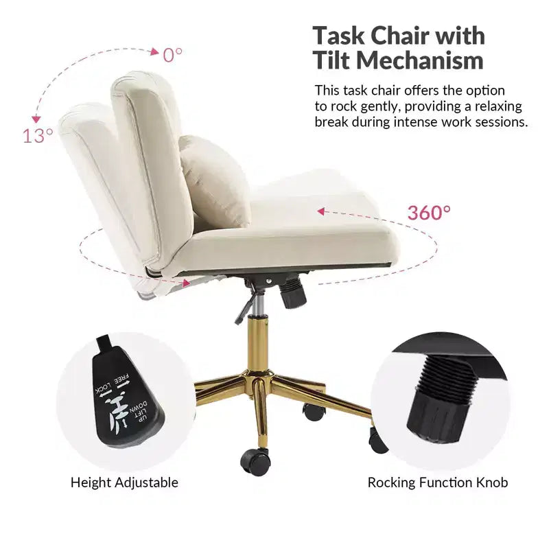 Chaise de bureau Nigel en flanelle moderne avec inclinaison et hauteur réglables Mecha|HULALA HOME