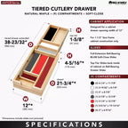 Organisateur de tiroir à ustensiles et couverts Rev-A-Shelf avec coulisses Blumotion à fermeture douce, en bois