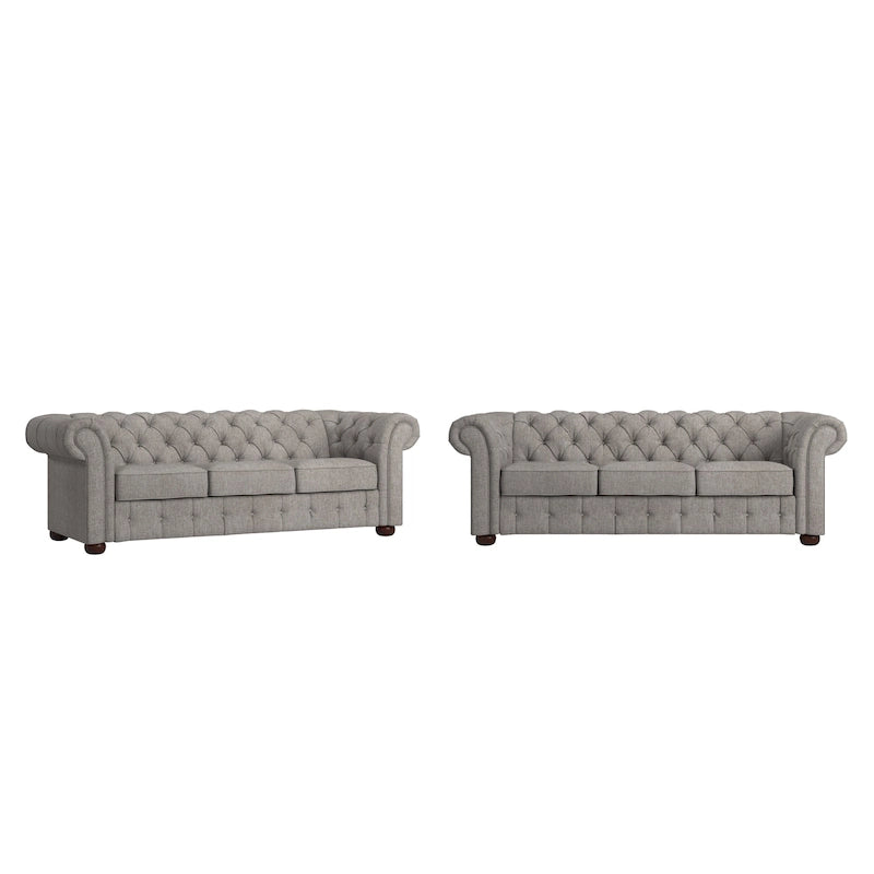 Canapé Chesterfield Gdansk avec accoudoirs arrondis et capitonnés