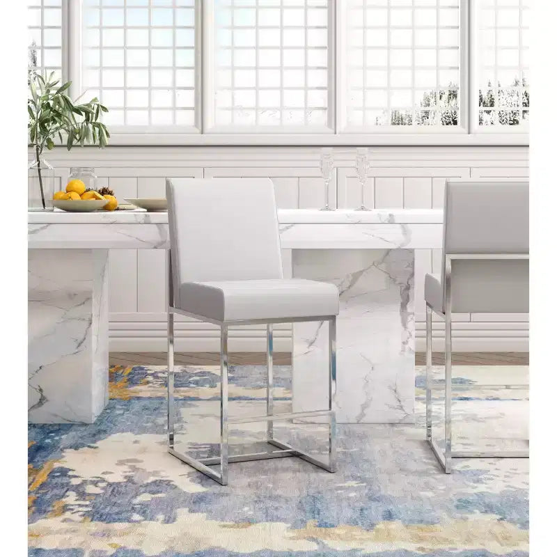 Ensemble de 3 tabourets de bar hauteur comptoir Element rembourrés en acier inoxydable - Manhattan Comfort