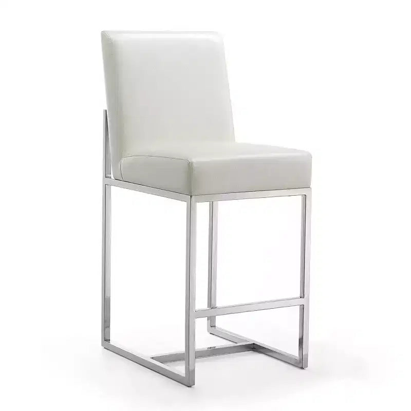 Ensemble de 3 tabourets de bar hauteur comptoir Element rembourrés en acier inoxydable - Manhattan Comfort