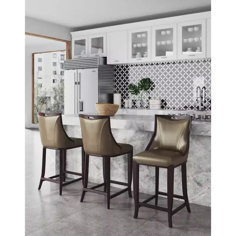 Tabouret de bar Empress en hêtre rembourré - Manhattan Comfort