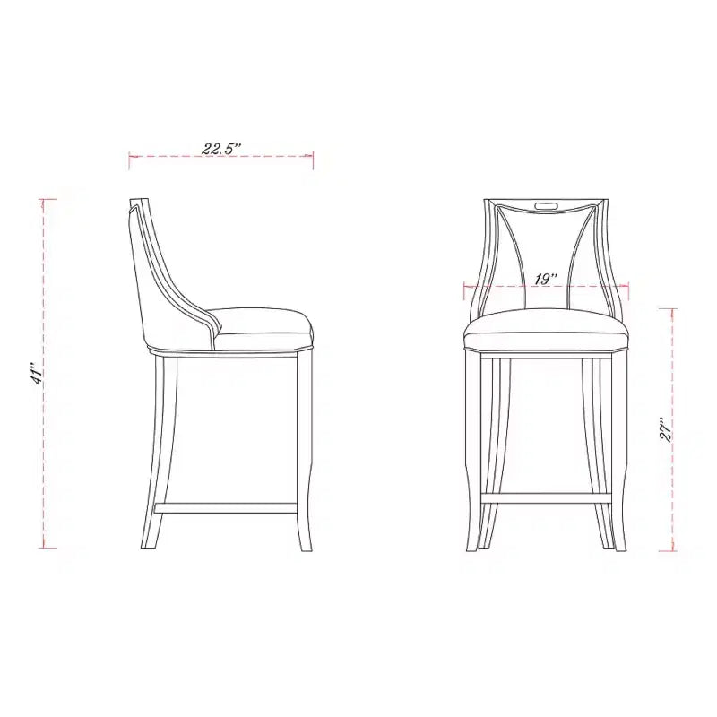 Tabouret de bar Empress en hêtre rembourré - Manhattan Comfort