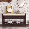Pouffe de rangement de 99 cm pour salon avec coussin d'assise et tiroirs de rangement, banc à chaussures polyvalent avec étagère inférieure pour chambre, salon, couloir