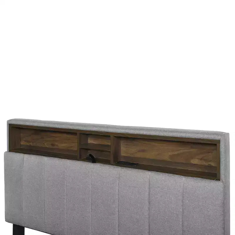 Lit plateforme capitonné pleine/grand lit avec tête de lit de rangement, lit gigogne simple, 2 tiroirs et prises de courant et ports USB, 4L - ModernLuxe