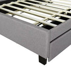 Lit plateforme capitonné pleine/grand lit avec tête de lit de rangement, lit gigogne simple, 2 tiroirs et prises de courant et ports USB, 4L - ModernLuxe