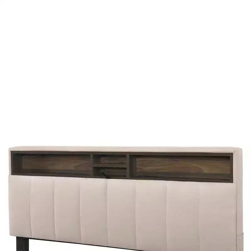 Lit plateforme capitonné pleine/grand lit avec tête de lit de rangement, lit gigogne simple, 2 tiroirs et prises de courant et ports USB, 4L - ModernLuxe