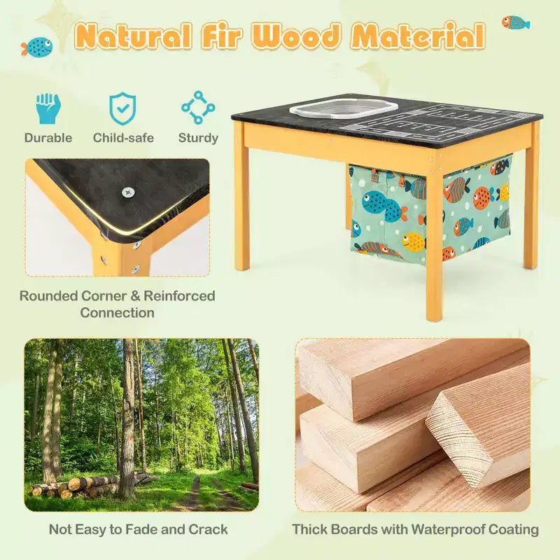 Table d'activités pour enfants 3-en-1 Costway avec bac à eau pliable et sac de rangement grande capacité