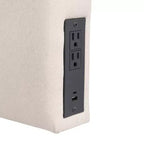 Tête de lit Hugo de Flash Furniture avec 2 prises de courant, 1 port USB et 1 port USB-C, revêtement en similicuir et deux options de fixation