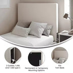 Tête de lit Hugo de Flash Furniture avec 2 prises de courant, 1 port USB et 1 port USB-C, revêtement en similicuir et deux options de fixation