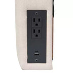 Tête de lit Hugo de Flash Furniture avec 2 prises de courant, 1 port USB et 1 port USB-C, revêtement en similicuir et deux options de fixation