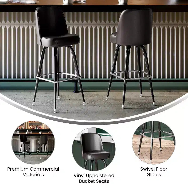 Tabouret de bar en métal Flash Furniture avec siège baquet pivotant