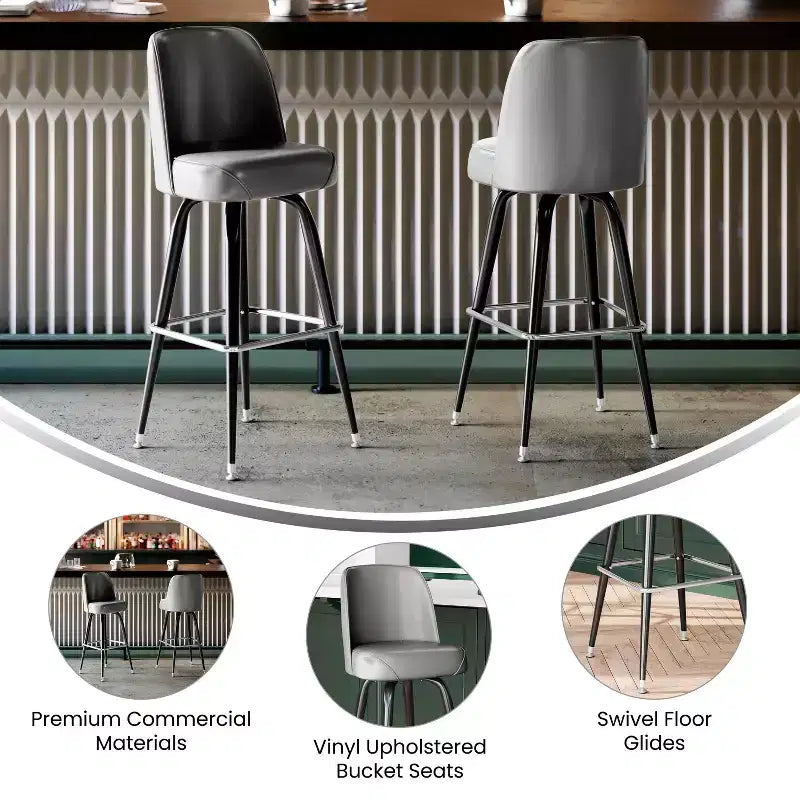 Tabouret de bar en métal Flash Furniture avec siège baquet pivotant