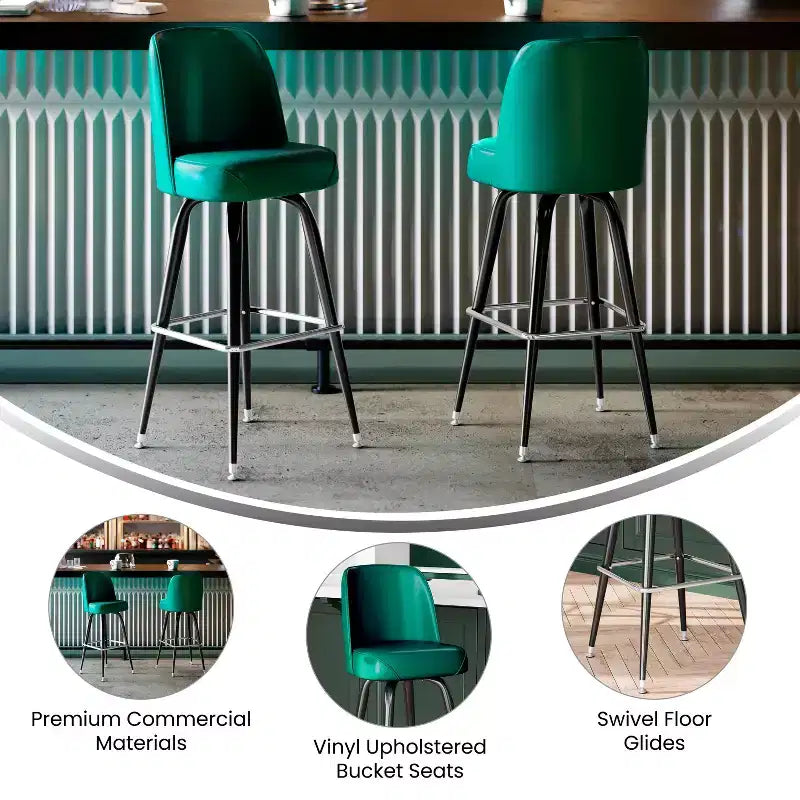 Tabouret de bar en métal Flash Furniture avec siège baquet pivotant