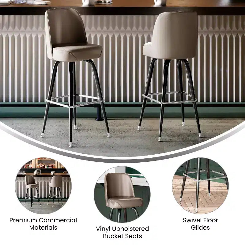 Tabouret de bar en métal Flash Furniture avec siège baquet pivotant