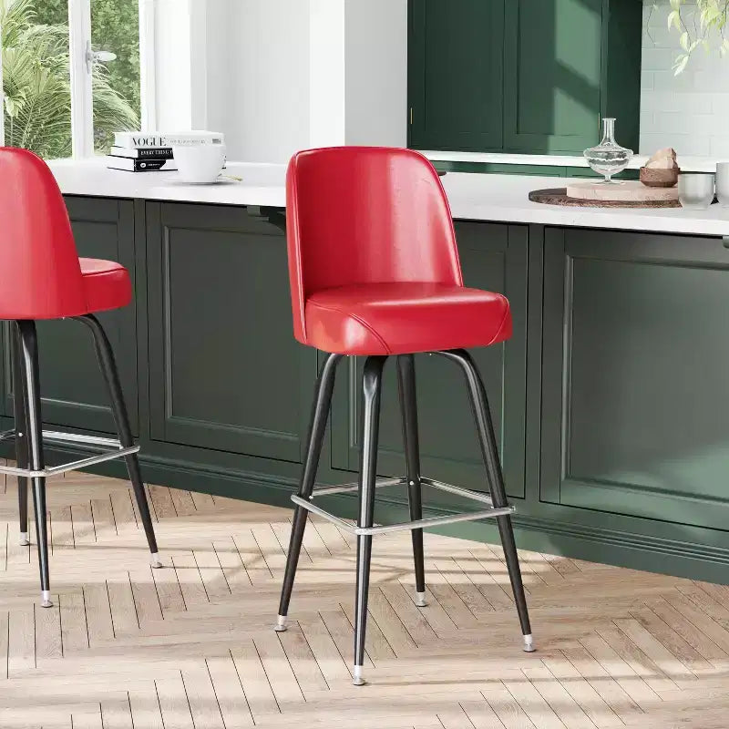 Tabouret de bar en métal Flash Furniture avec siège baquet pivotant