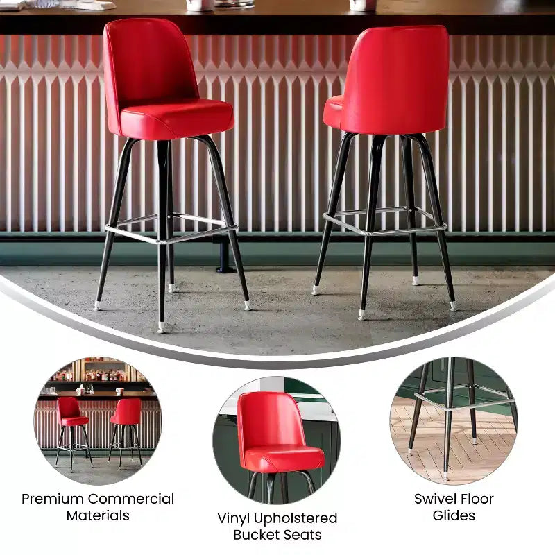 Tabouret de bar en métal Flash Furniture avec siège baquet pivotant