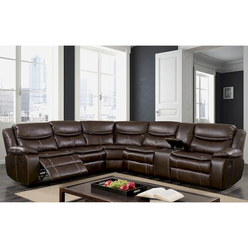 Canapé d'angle inclinable en similicuir Sory Transitional de Furniture of America