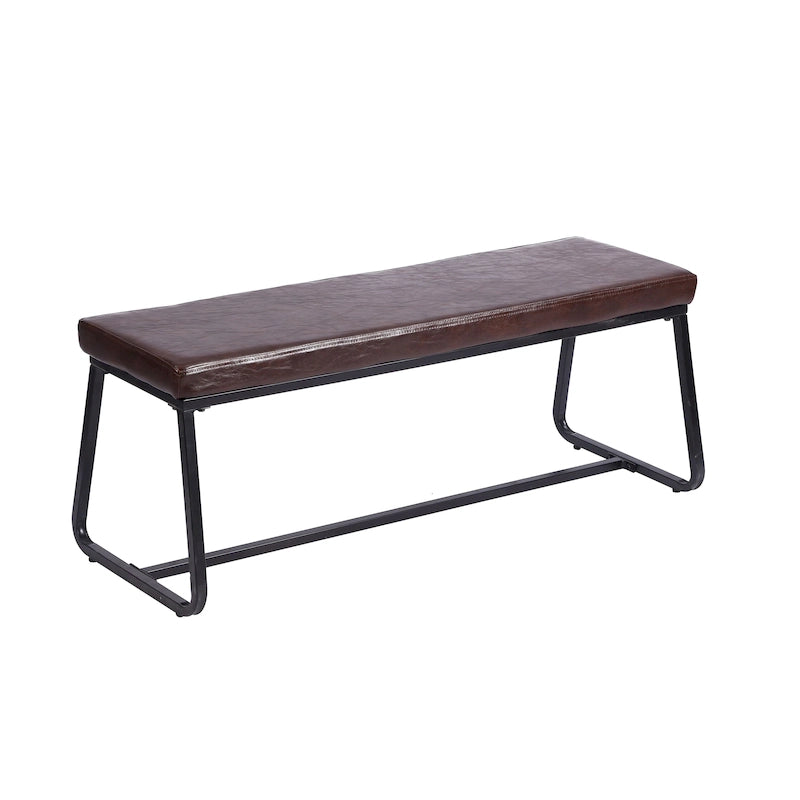 Banc d'entrée, revêtement en cuir PU, pieds en fer
