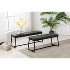 Banc d'entrée, revêtement en cuir PU, pieds en fer