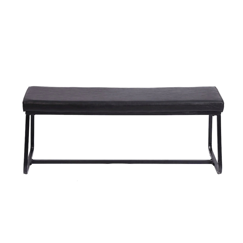Banc d'entrée, revêtement en cuir PU, pieds en fer