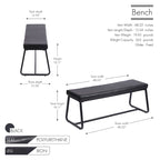 Banc d'entrée, revêtement en cuir PU, pieds en fer
