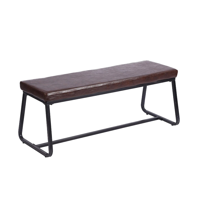 Banc d'entrée, revêtement en cuir PU, pieds en fer