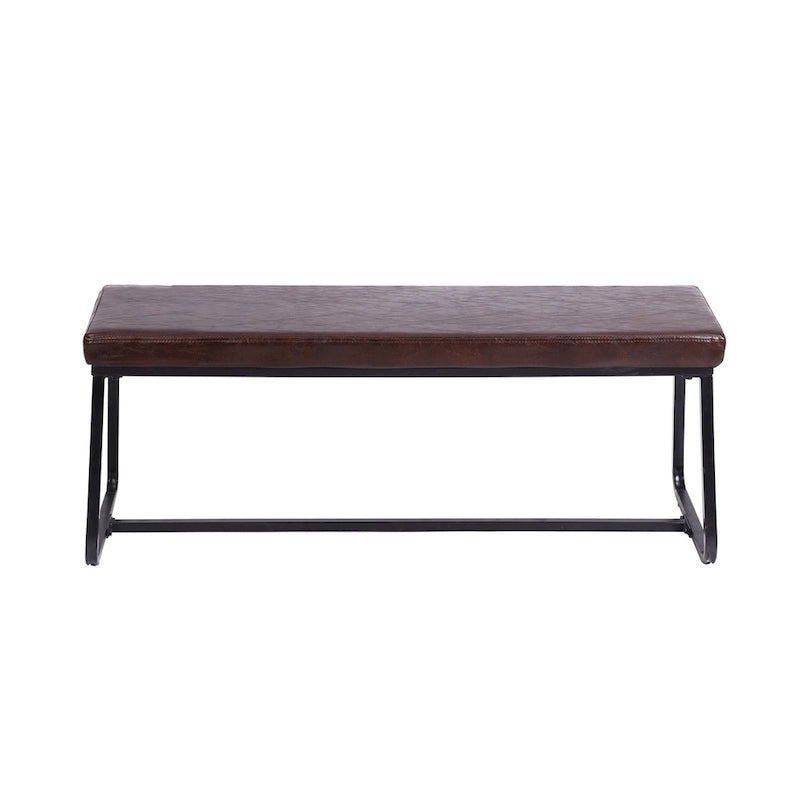 Banc d'entrée, revêtement en cuir PU, pieds en fer