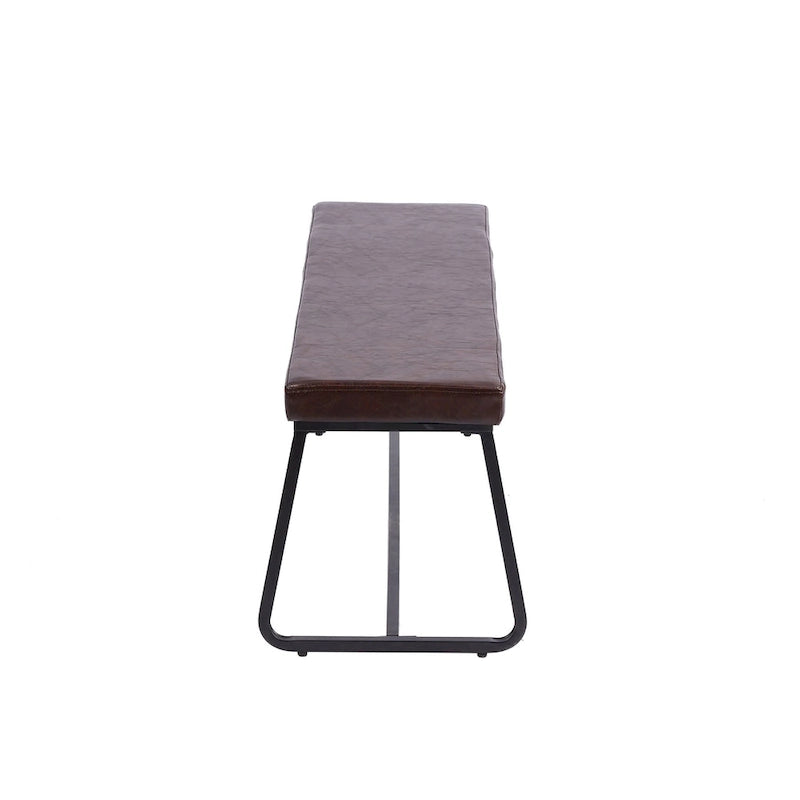 Banc d'entrée, revêtement en cuir PU, pieds en fer