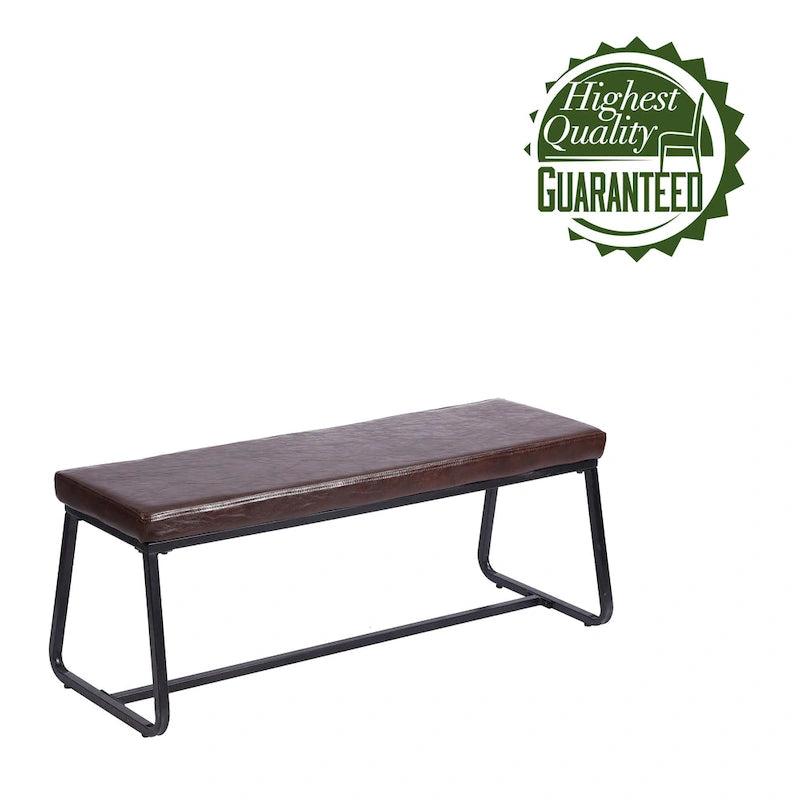 Banc d'entrée, revêtement en cuir PU, pieds en fer