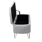 Banc de rangement flou moderne, pouf rembourré avec espace de rangement et pieds dorés, banc de bout de lit, tabouret repose-pieds