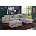 Ensemble de canapé d'angle 3 pièces en tissu avec pouf Poundex