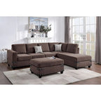 Ensemble de canapé d'angle 3 pièces en tissu avec pouf Poundex