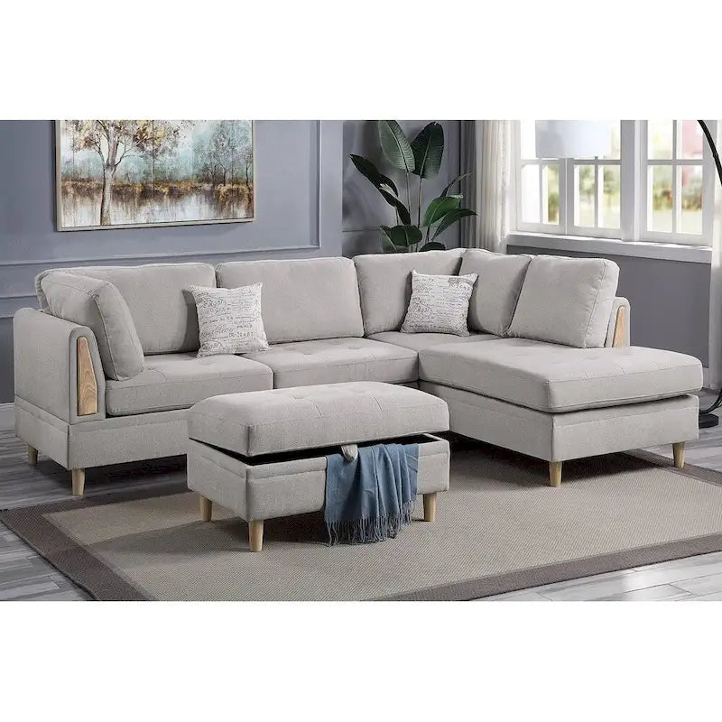 Canapé sectionnel 3 pièces en chenille Poundex Furniture