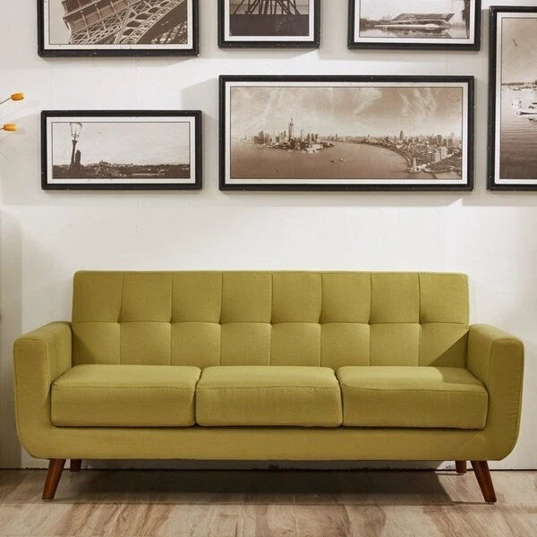 Canapé mi-siècle capitonné en lin Grace Rainbeau de U.S. Pride Furniture