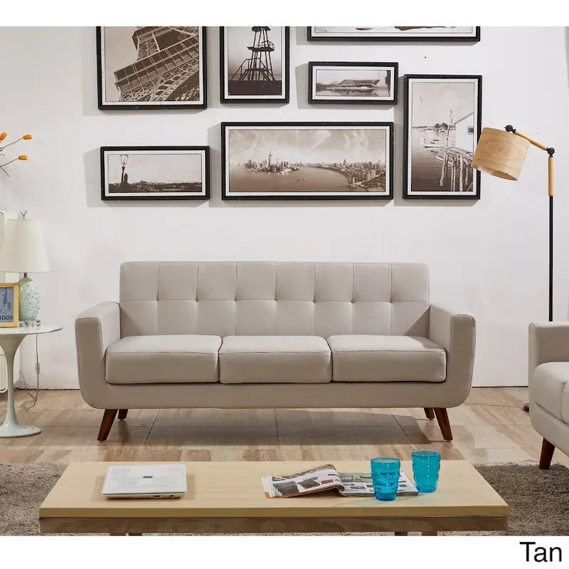 Canapé mi-siècle capitonné en lin Grace Rainbeau de U.S. Pride Furniture