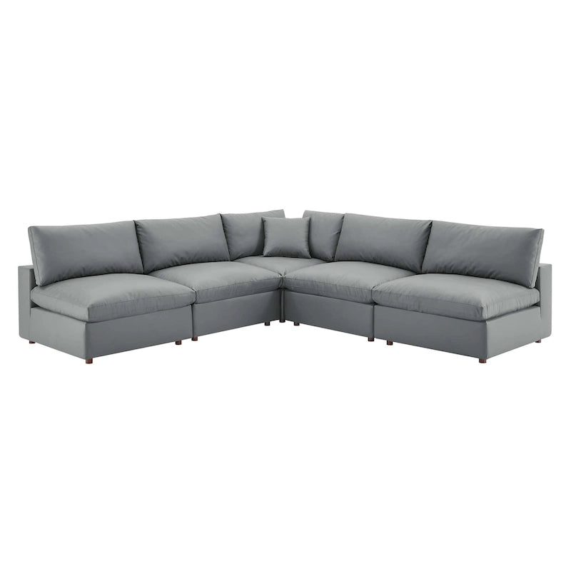 Canapé d'angle 5 places en cuir vegan surdimensionné, garni de duvet Commix