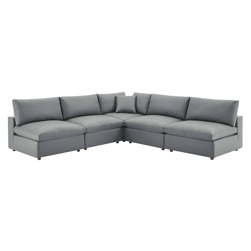 Canapé d'angle 5 places en cuir vegan surdimensionné, garni de duvet Commix