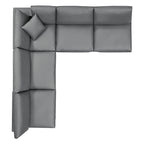 Canapé d'angle 5 places en cuir vegan surdimensionné, garni de duvet Commix